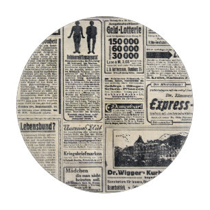Antique German Newspaper Advertisements 1917 Cutting Board