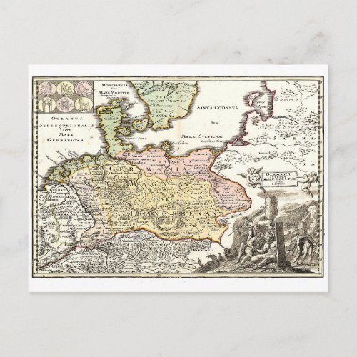 Antique Germania _ Old german map Postcard