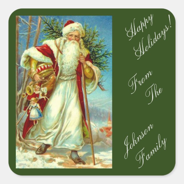 Antique Gift trip Santa custom Personalized gift Square Sticker (Front)