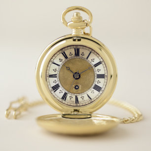 Antique Gilded Look Roman Numbers  Pocket Watch