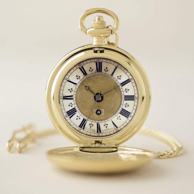 Antique Gilded Look Roman Numbers  Pocket Watch (Inside)