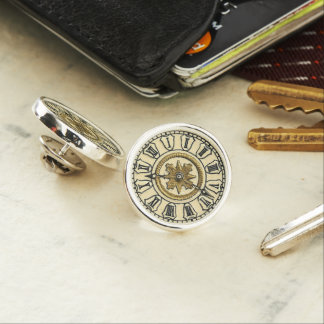 Antique Gilt Clock Face Steampunk Lapel Pin