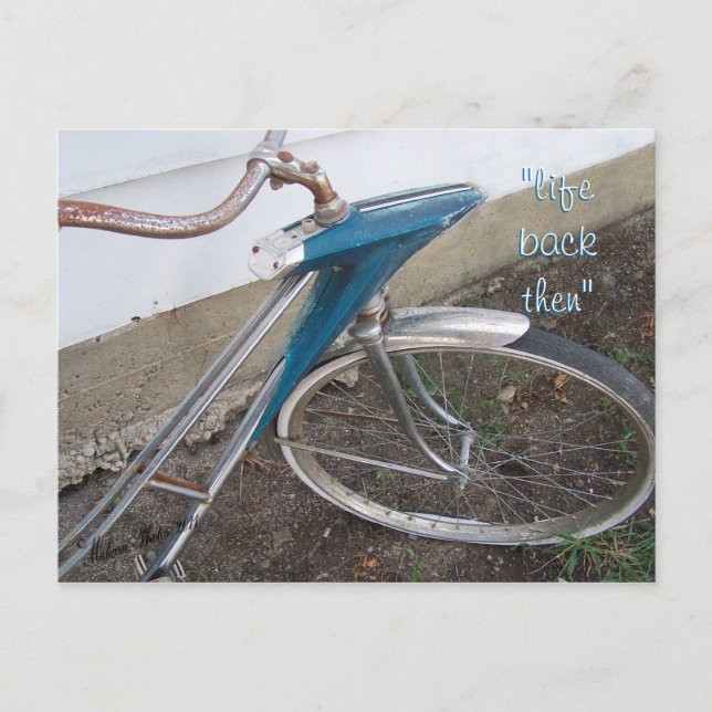 Antique Girl's  Bicycle postcard- customize Postcard (Front)