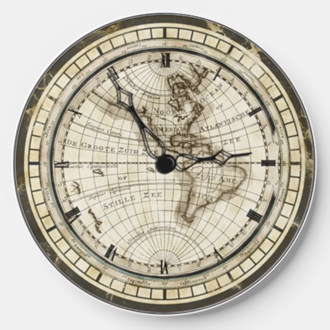 Antique Globe Clock Face Wireless Charger (Front)