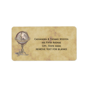 Antique Globe, Distressed BG #2 Address Label