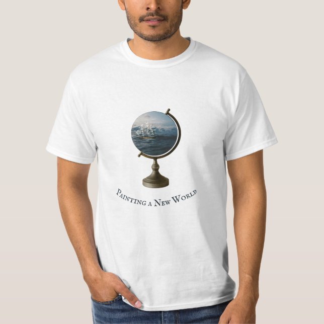 Antique Globe Ocean Voyage Blue Visual T-Shirt (Front)
