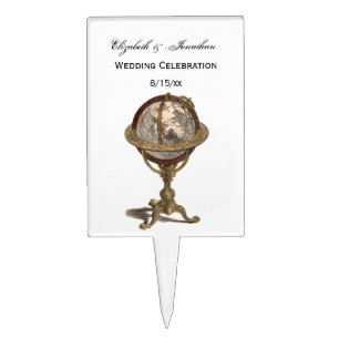 Antique Globe, White BG Cake Pick