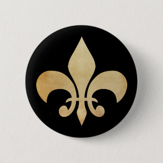 Antique Gold and Black Fleur de Lis Pinback Button