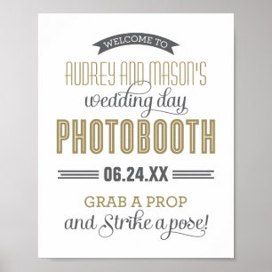 Antique Gold Banner Photo Booth Wedding Poster