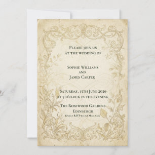Antique Gold Baroque Wedding Invitation