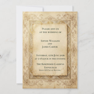 Antique Gold Baroque Wedding Invitation