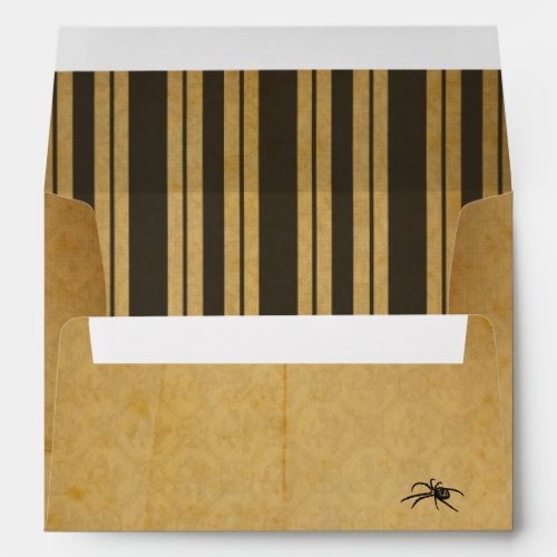 Antique GoldBlack Vintage Halloween  Spider Envelope
