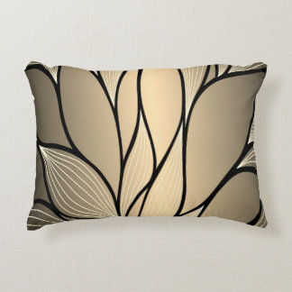 Antique Gold Creative Leave Pattern Accent Pillow