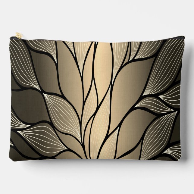 Antique Gold Creative Leave Pattern  Accessory Pouch (Front)