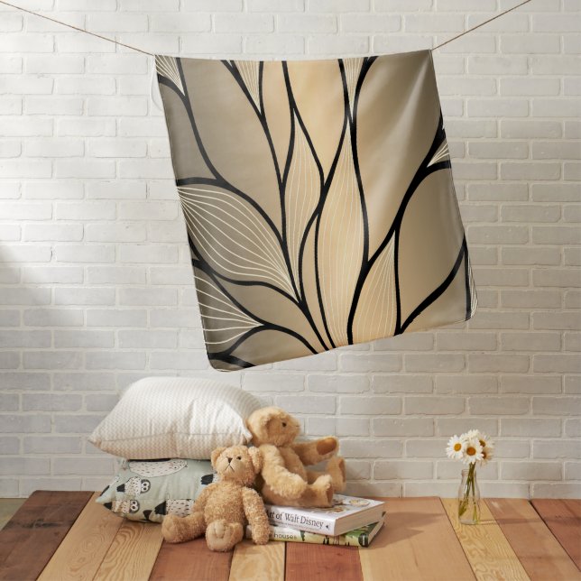 Antique Gold Creative Leave Pattern  Baby Blanket (In Situ)