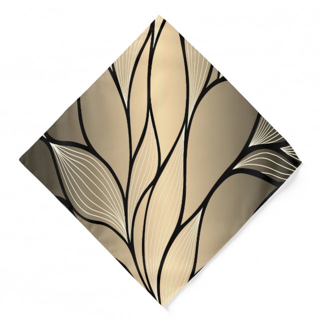 Antique Gold Creative Leave Pattern  Bandana (Front)