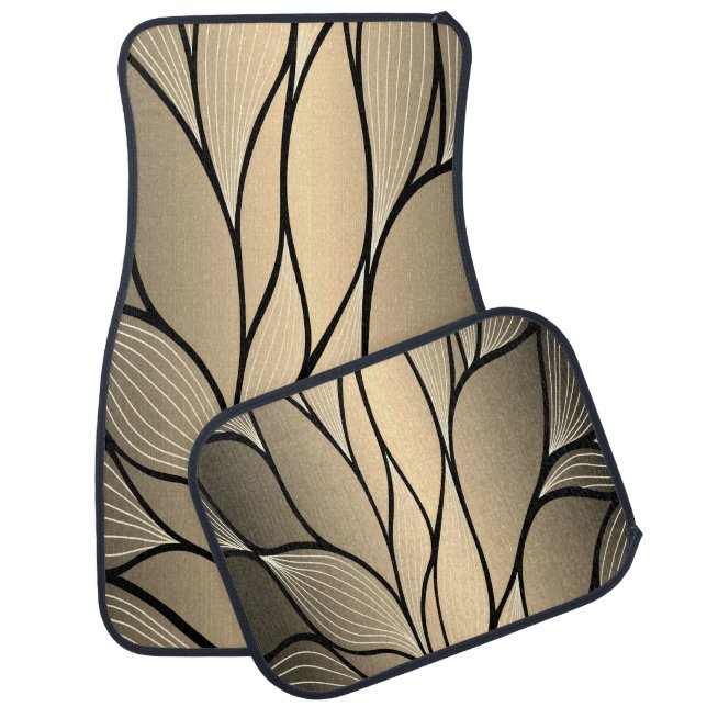 Antique Gold Creative Leave Pattern  Car Floor Mat (Set)