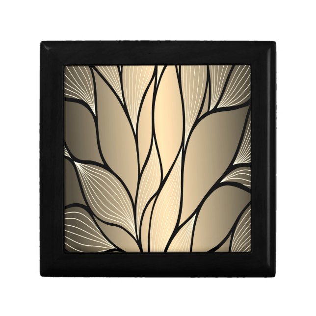 Antique Gold Creative Leave Pattern  Gift Box (Front)