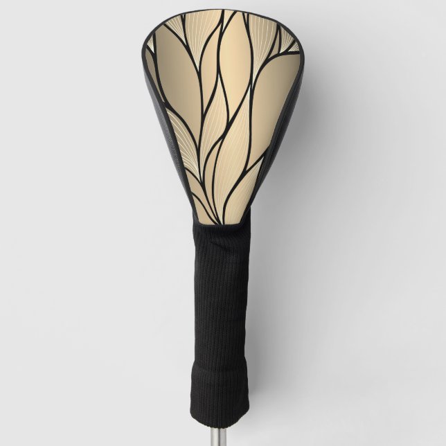 Antique Gold Creative Leave Pattern  Golf Head Cover (Front)