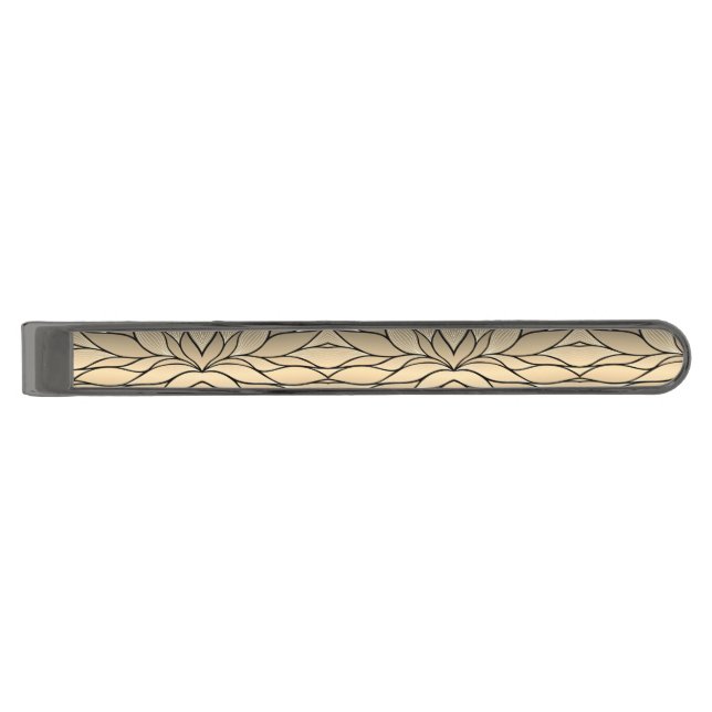 Antique Gold Creative Leave Pattern  Gunmetal Finish Tie Bar (Front)