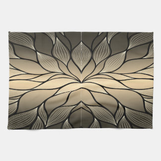 Antique Gold Creative Leave Pattern  Kitchen Towel