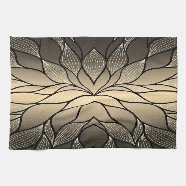 Antique Gold Creative Leave Pattern  Kitchen Towel (Horizontal)