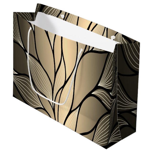 Antique Gold Creative Leave Pattern  Large Gift Bag (Front Angled)