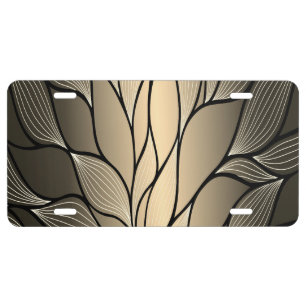 Antique Gold Creative Leave Pattern  License Plate