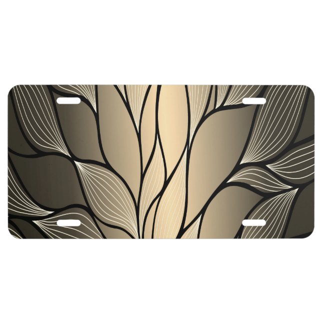 Antique Gold Creative Leave Pattern  License Plate (Front)