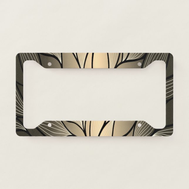 Antique Gold Creative Leave Pattern  License Plate Frame (Front)