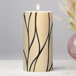 Antique Gold Creative Leave Pattern Pillar Candle