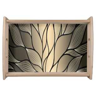 Antique Gold Creative Leave Pattern Serving Tray