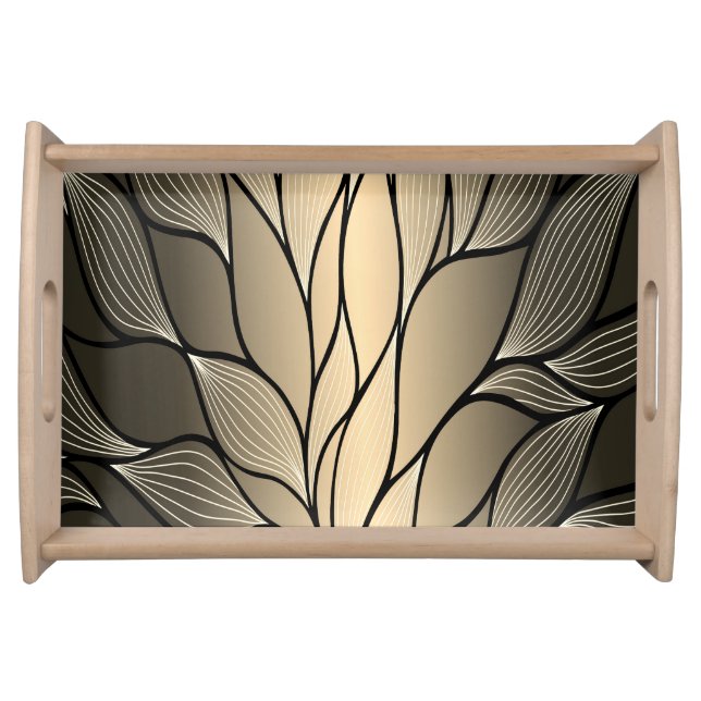 Antique Gold Creative Leave Pattern  Serving Tray (Front)