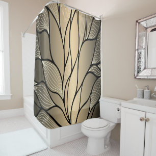 Antique Gold Creative Leave Pattern  Shower Curtain