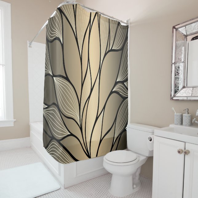 Antique Gold Creative Leave Pattern  Shower Curtain (In Situ)