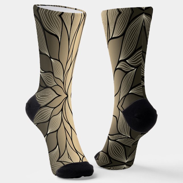Antique Gold Creative Leave Pattern  Socks (Angled)