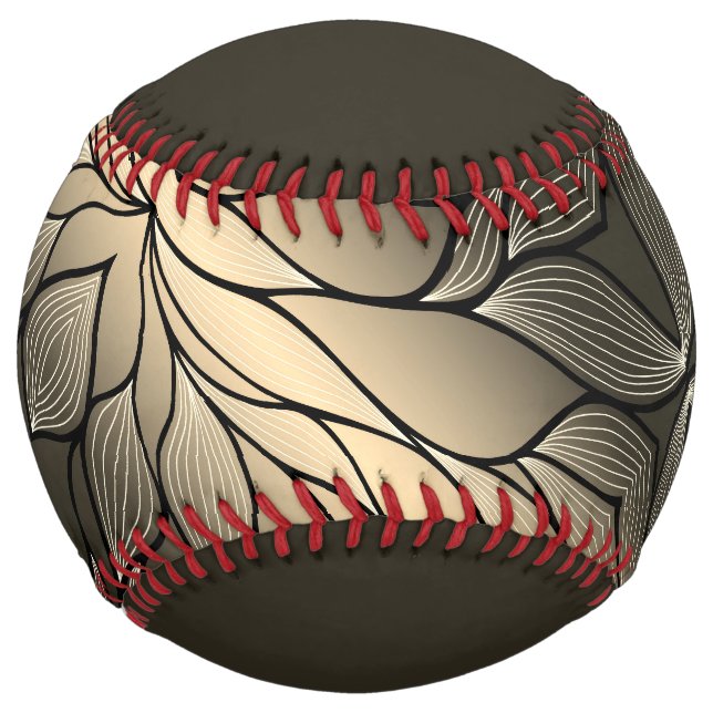 Antique Gold Creative Leave Pattern  Softball (Back)