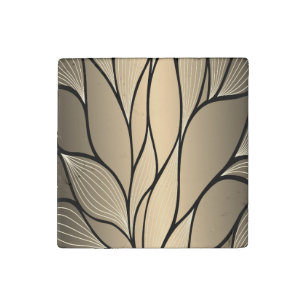 Antique Gold Creative Leave Pattern Stone Magnet