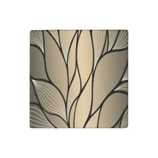 Antique Gold Creative Leave Pattern  Stone Magnet