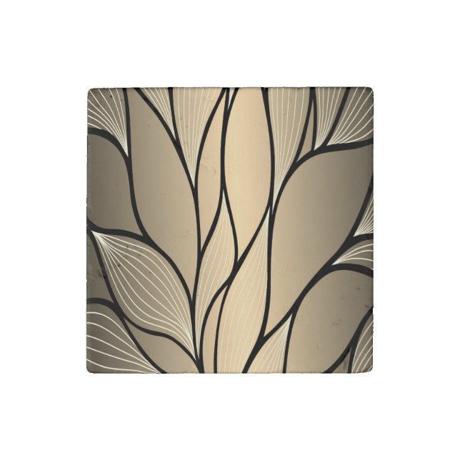 Antique Gold Creative Leave Pattern  Stone Magnet (Front)