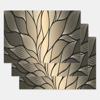 Antique Gold Creative Leave Pattern  Wrapping Paper Sheets