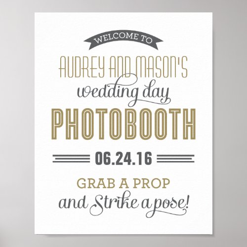 Antique Gold Custom Wedding Photo Booth Sign