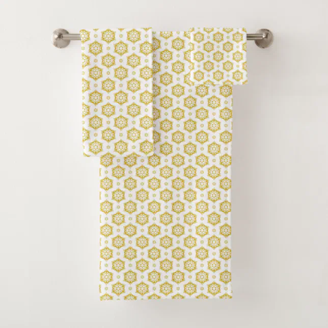 Antique Gold Damask Pattern Bath Towel Set Zazzle