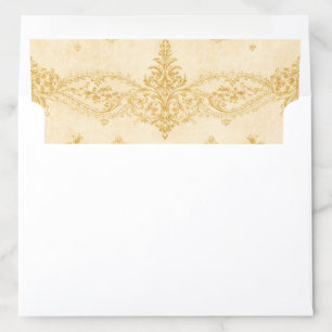 Antique Gold Damask Pattern Elegant Wedding Envelope Liner