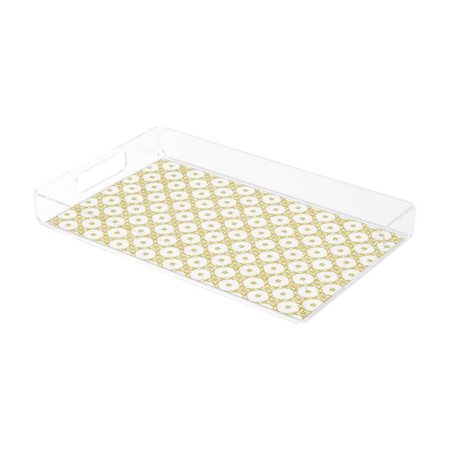 Antique Gold Damask Pattern Vanity Tray (Angled)