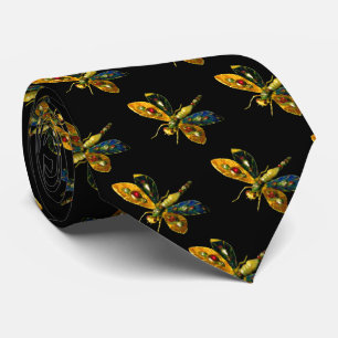 ANTIQUE GOLD DRAGONFLY JEWEL WITH GEMSTONES NECK TIE