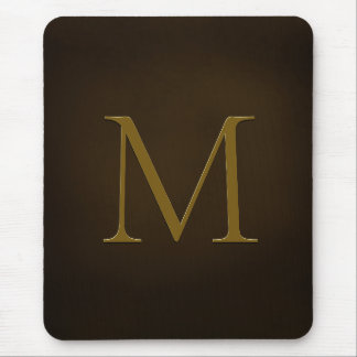 Antique Gold Embossed Monogram Personalized Mouse Pad