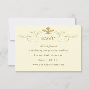 Antique Gold Fleur de Lis Wedding RSVP Cards