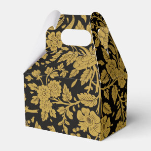 Antique Gold Floral Indian Lac-work Black Pattern Favor Boxes