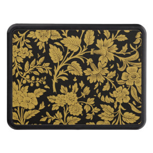Antique Gold Floral Indian Lac-work Black Pattern Hitch Cover
